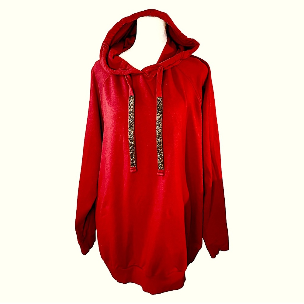Torrid Hoodie Red Women's Plus Size with Bedazzled Drawcord- Ultra Soft